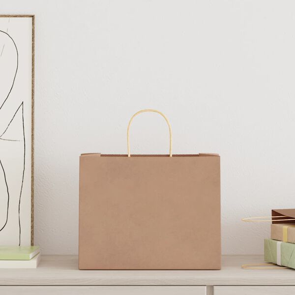 vidaXL Torby papierowe 50 szt. z uchwytami Brązowe 32x22x24 cm