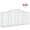 vidaXL Kosze gabionowe, 10 szt, 200x30x80/100 cm, galwanizowane żelazo