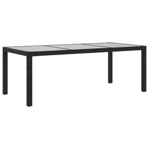 vidaXL St&oacute;ł ogrodowy, czarny, 190x90x75 cm, szkło i rattan PE