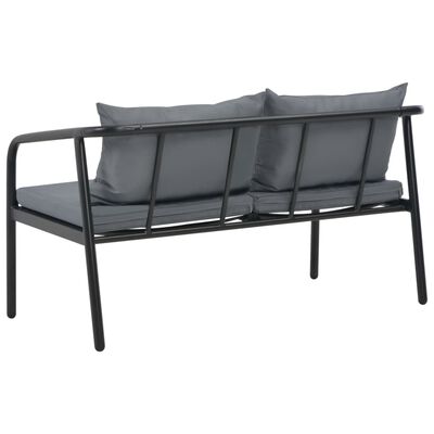 vidaXL 2-osobowa sofa ogrodowa z poduszkami, aluminium, szara