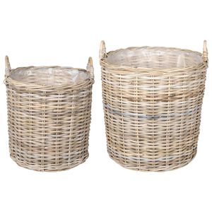 vidaXL Kosz na rośliny GENDT 2 szt. Naturalna szarość Rattan Kubu