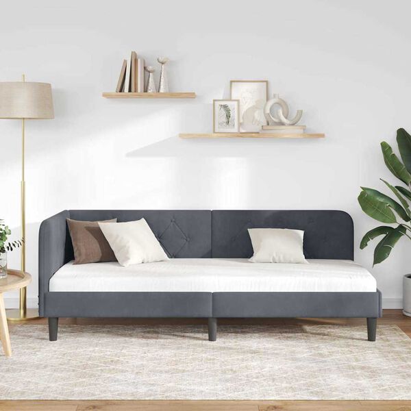 vidaXL Rama łóżka narożnego Ciemnoszary 80 x 200 cm Aksamit