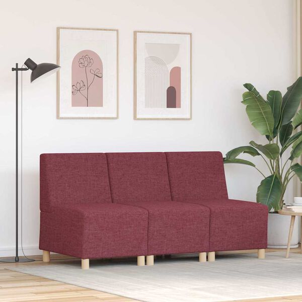 vidaXL Modułowa sofa bez podłokietnik&oacute;w 3 pcs Czerwone wino