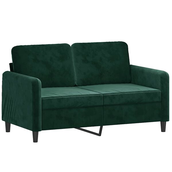 vidaXL Sofa 2-osobowa, ciemnozielona, 120 cm, tapicerowana aksamitem