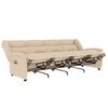 vidaXL Rozkładany fotel masujący, 4-os., kremowy, obity tkaniną