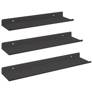 vidaXL P&oacute;łka wisząca 3 pcs Czarny 40 x 9 x 2,5 cm Stal