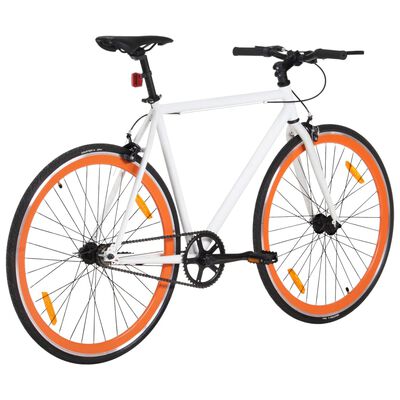 vidaXL Rower single speed, biało-pomarańczowy, 700c, 55 cm