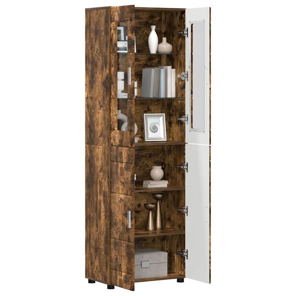 vidaXL Highboard z p&oacute;łką FLORIN Dąb wędzony 60 x 35 x 182 cm