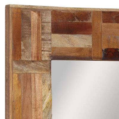 vidaXL Lustro ścienne w ramie z litego drewna odzyskanego, 50x50 cm