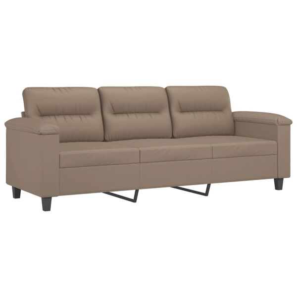 vidaXL 3-osobowa sofa z podn&oacute;żkiem, cappuccino, 180 cm, sztuczna sk&oacute;ra