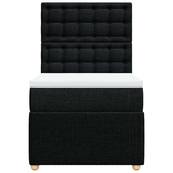 vidaXL Ł&oacute;żko kontynentalne z materacem, czarne, tkanina, 100x200 cm