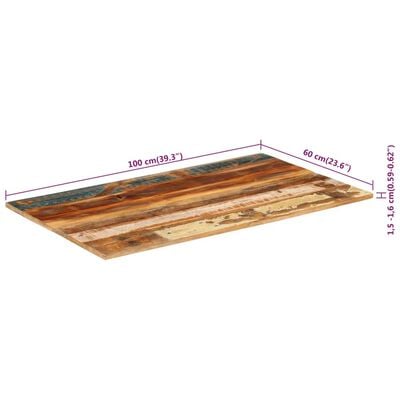 vidaXL Blat stołu, 100x60x(1,5-1,6) cm, lite drewno z odzysku