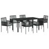 vidaXL Zestaw do jadalni w ogrodzie 7 pcs Czarny Rattan PE