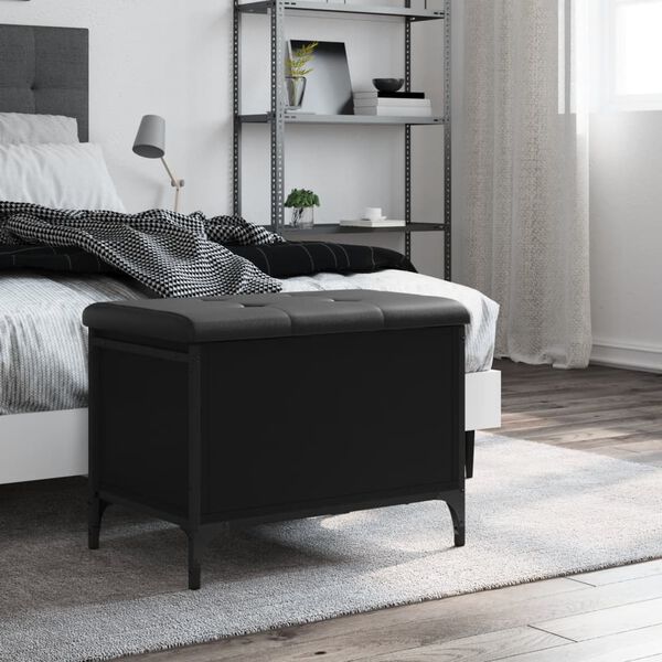 vidaXL Ławka ze schowkiem, czarna, 62x42x45cm, materiał drewnopochodny