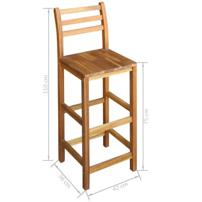 vidaXL Stolik i krzesła barowe, 7 elementów, lite drewno akacjowe