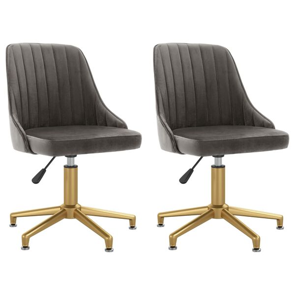 vidaXL Obrotowe krzesła stołowe, 2 szt., ciemnoszare, aksamitne