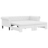 vidaXL Sofa rozsuwana z materacami, biała, 90x200 cm, sztuczna sk&oacute;ra
