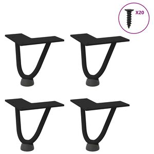 vidaXL Nogi do stolika kawowego w kształcie spinki do włos&oacute;w 4 szt. Czarne 10 cm Stal lite