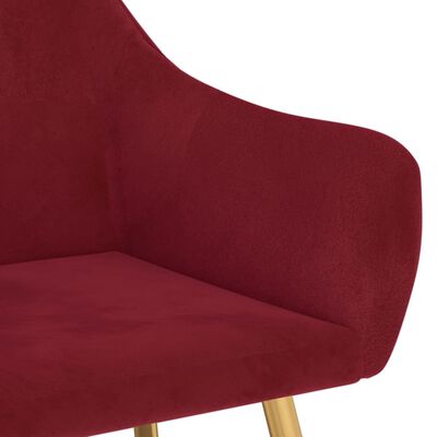 vidaXL Krzesła stołowe, 6 szt., winna czerwień, obite aksamitem
