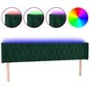 vidaXL Zagł&oacute;wek do ł&oacute;żka z LED, ciemnozielony, 183x16x78/88cm, aksamit