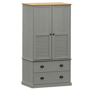 vidaXL Szafa VIGO, szara, 90x55x170 cm, lite drewno sosnowe