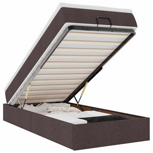 vidaXL Rama ł&oacute;żka otomana z materacem, brązowa, 100x200 cm, tkanina