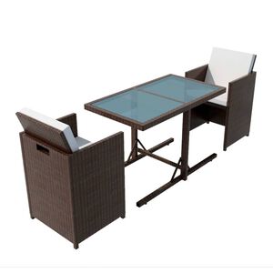 vidaXL 3-cz. zestaw mebli bistro z poduszkami, rattan PE, brązowy