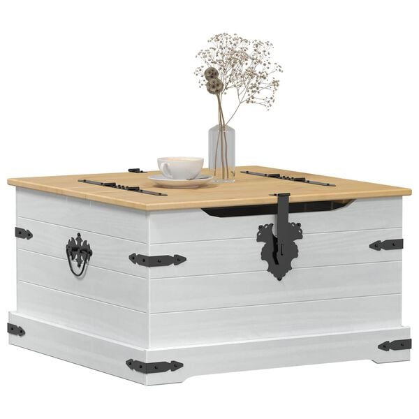 vidaXL storage box z p&oacute;łką Biały 78 x 78 x 45 cm Lite drewno sosnowe