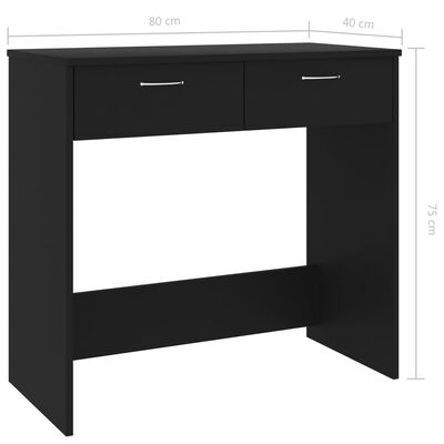 vidaXL Biurko, czarne, 80x40x75 cm, materiał drewnopochodny