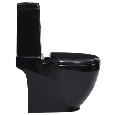 vidaXL Ceramiczna toaleta ze spłuczką, okrągła, odpływ pionowy, czarna