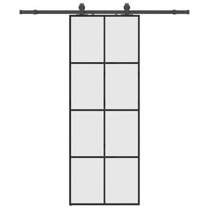 vidaXL Drzwi przesuwne z zestawem okuć czarne 76x205 cm ESG szkło