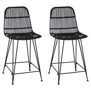 vidaXL Stołek barowy 2 pcs Czarny 44 x 54 x 96 cm Rattan i Stal