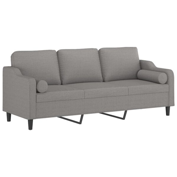vidaXL 3-osobowa sofa wypoczynkowa z poduszkami, jasnoszara, 210 cm