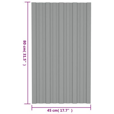 vidaXL Panele dachowe, 36 szt., stal galwanizowana, szare, 80x45 cm