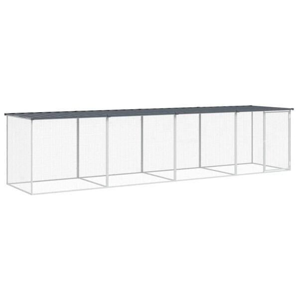 vidaXL Klatka dla kurcząt, z dachem, antracytowa, 403x98x90 cm, stal