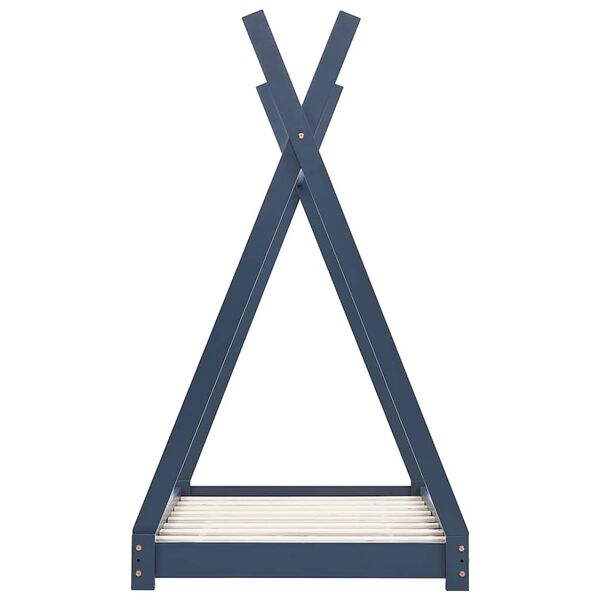 vidaXL Rama łóżka dziecięcego, szara, lite drewno sosnowe, 80 x 160 cm