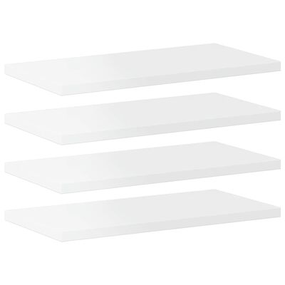 vidaXL Półki na książki, 4 szt., wysoki połysk, białe, 40x20x1,5 cm