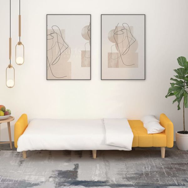 vidaXL 2-osobowa kanapa, ż&oacute;łta, tapicerowana tkaniną