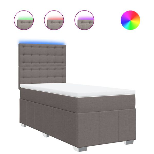 vidaXL Ł&oacute;żko kontynentalne z materacem, taupe, tkanina, 100x200 cm