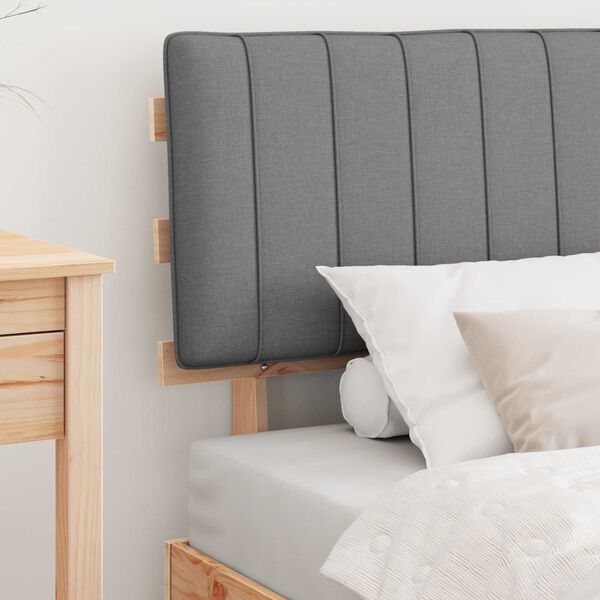 vidaXL Ramka ł&oacute;żka z tapicerowanym wezgłowiem Jasnoszary 90 x 190 cm