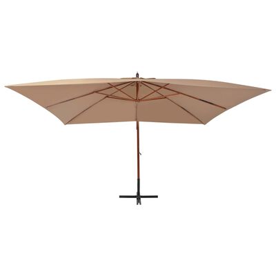 vidaXL Wiszący parasol z drewnianym słupkiem, 400 x 300 cm, taupe
