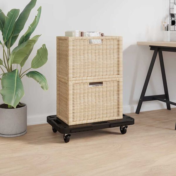 vidaXL W&oacute;zki transportowe, 3 szt., czarne, 58x38x12 cm, polipropylen