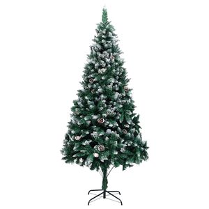 vidaXL Sztuczna choinka z szyszkami i białym śniegiem, 240 cm