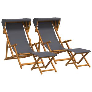 vidaXL Fotel ogrodowy 4 pcs 3 Pozycja Lite Drewno Eukaliptusowe Szary