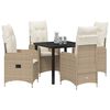 vidaXL Zestaw do jadalni w ogrodzie z poduszką 5 pcs Beżowy Polirattan