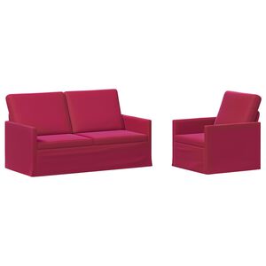 vidaXL Zestaw Sof 2 pcs Czerwone wino Welur