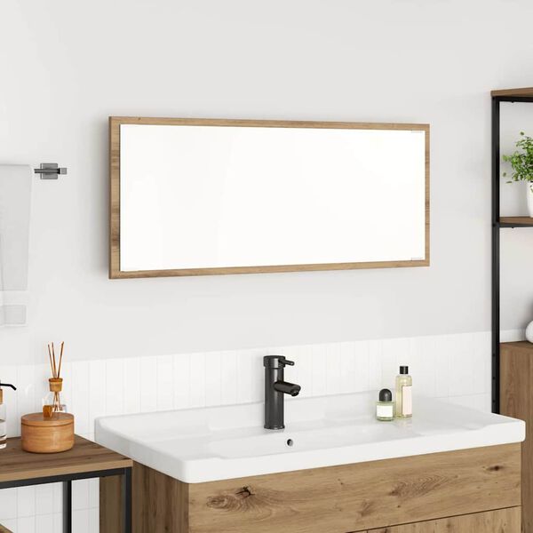 vidaXL Lustro Ze LED Lights Dąb rzemieślniczy 90 x 8,5 x 37 cm