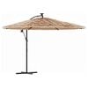 vidaXL Parasol ogrodowy z LED, stalowy słupek, brązowy, 246x246x230 cm