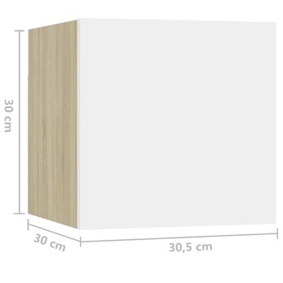 vidaXL Szafki nocne, 2 szt., biel i dąb sonoma, 30,5x30x30 cm, płyta
