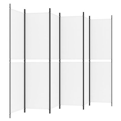 vidaXL Parawan 6-panelowy, biały, 300 x 200 cm, tkanina